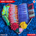 Heart Shape Chocolate Gift Box with 20 Premium Chocolates & Colorful Roses